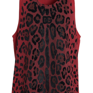 Dolce &amp; Gabbana Red Leopard Print Sleeveless Tank T-shirt