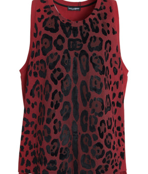 Dolce & Gabbana Red Leopard Print Sleeveless Tank T-shirt