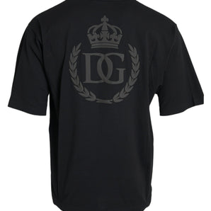 Dolce &amp; Gabbana Black Logo Embossed Crew Neck Short Sleeves T-shirt