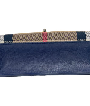 Burberry Macken Small Regency Blue House Check Leather Crossbody Bag