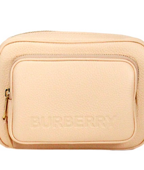 Burberry Small Branded Peach Pink Grainy Leather Camera Crossbody Bag