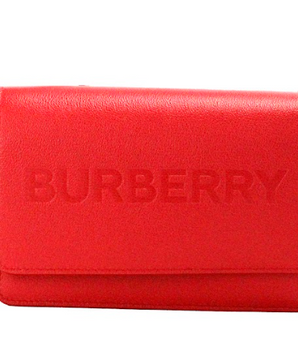 Burberry Hampshire Small Red Embossed Logo Smooth Leather Crossbody Bag