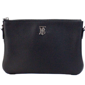 Burberry Peyton Monogram Bolso bandolera de cuero negro