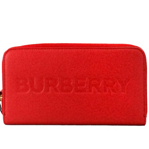 Burberry Elmore Red Embossed Logo Leather Continental Clutch Wallet