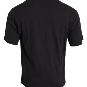 Dolce & Gabbana Black Printed Pocket Cotton Crewneck T-shirt