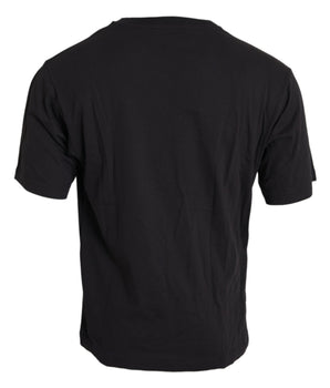 Dolce & Gabbana Black Printed Pocket Cotton Crewneck T-shirt