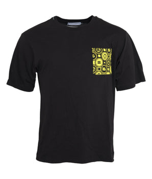 Dolce & Gabbana Black Printed Pocket Cotton Crewneck T-shirt