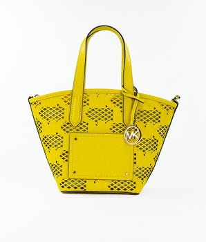 Michael Kors Kimber Small Daffodil Leather 2-in-1 Zip Tote Messenger Bag Purse