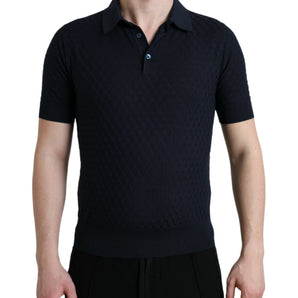 Dolce &amp; Gabbana Polo de manga corta con cuello azul oscuro