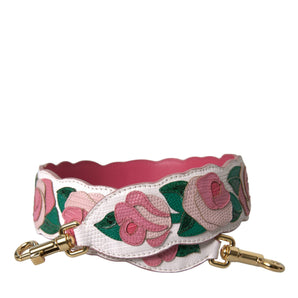 Dolce &amp; Gabbana White Floral Leather Accessory Shoulder Strap