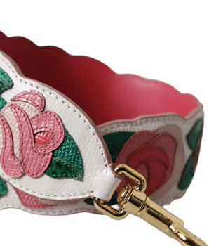 Dolce &amp; Gabbana White Floral Leather Accessory Shoulder Strap