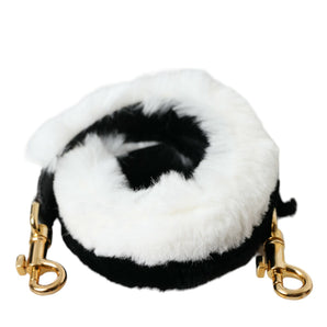 Dolce &amp; Gabbana Black White Lapin Fur Accessory Shoulder Strap