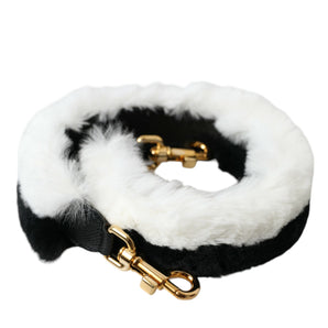 Dolce &amp; Gabbana Black White Lapin Fur Accessory Shoulder Strap