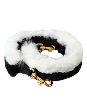 Dolce & Gabbana Black White Lapin Fur Accessory Shoulder Strap