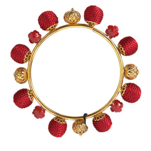 Dolce &amp; Gabbana Pulsera de rosas RUNWAY Sicilia Natale roja de latón dorado