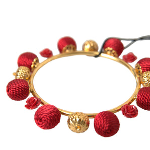 Dolce &amp; Gabbana Pulsera de rosas RUNWAY Sicilia Natale roja de latón dorado