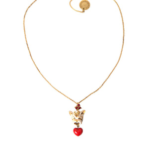 Dolce &amp; Gabbana Gold Brass Chain Dog Heart Pendant Charm Necklace