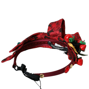 Dolce &amp; Gabbana Red Cherry Sicily Embellished Women Hairband Diadem