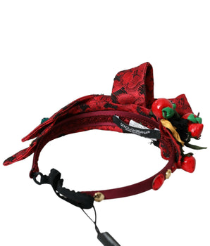 Dolce & Gabbana Red Cherry Sicily Embellished Women Hairband Diadem