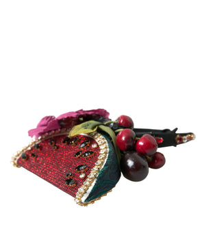 Dolce & Gabbana Red Watermelon Cherry Crystal Hairband Statement Diadem