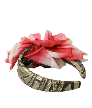 Dolce & Gabbana Multicolor Floral Applique Silk Women Headband Diadem