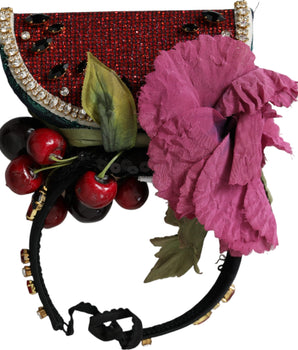 Dolce & Gabbana Red Watermelon Cherry Crystal Hairband Statement Diadem