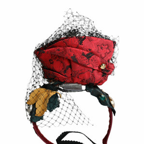 Dolce &amp; Gabbana Multicolor Rose Silk Crystal Netted Logo Headband Diadem