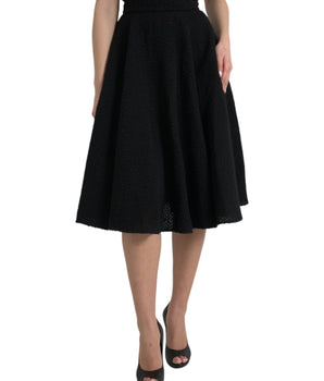 Dolce &amp; Gabbana Falda negra evasé de cintura alta hasta la rodilla
