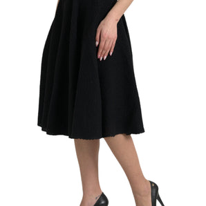 Dolce &amp; Gabbana Black High Waist A-line Knee Length Skirt