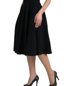 Dolce &amp; Gabbana Falda negra evasé de cintura alta hasta la rodilla