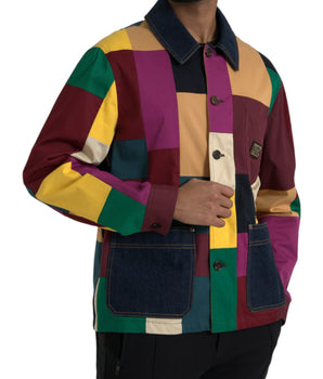 Dolce & Gabbana Multicolor Patchwork Cotton Collared Jacket