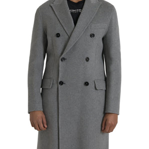 Dolce & Gabbana Gray Double Trench Coat Cashmere Jacket