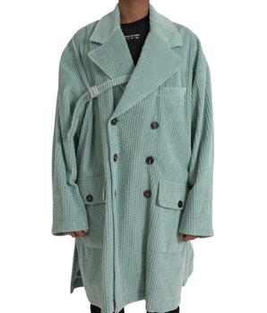Dolce & Gabbana Blue Double Breasted Corduroy Cotton Jacket