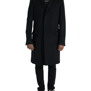 Dolce &amp; Gabbana Black Wool Cashmere Trench Coat Jacket