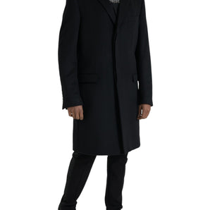 Dolce &amp; Gabbana Black Wool Cashmere Trench Coat Jacket