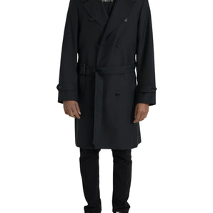 Dolce &amp; Gabbana Black Double Breasted Trench Coat Jacket