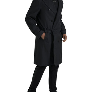 Dolce &amp; Gabbana Black Double Breasted Trench Coat Jacket