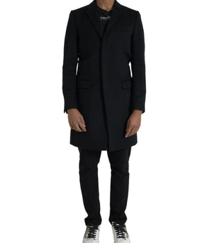 Dolce & Gabbana Black Single Breasted Trench Coat Jacket
