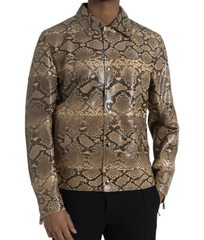 Dolce & Gabbana Beige Exotic Leather Biker Blouson Jacket