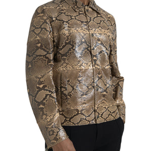 Dolce &amp; Gabbana Beige Exotic Leather Biker Blouson Jacket