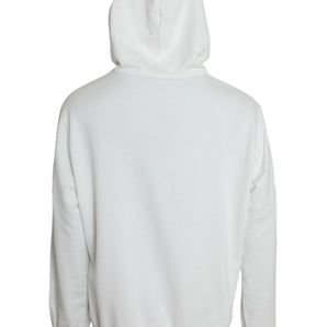 Dolce & Gabbana White Cotton Hooded Sweatshirt Pullover Sweater