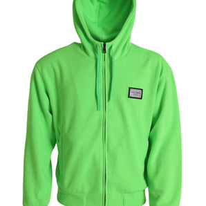 Dolce &amp; Gabbana Neon Green Hooded Full Zip Top Sweater