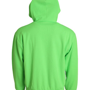 Dolce &amp; Gabbana Neon Green Hooded Full Zip Top Sweater