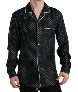 Dolce & Gabbana Black Polka Dot Silk Long Sleeve Shirt