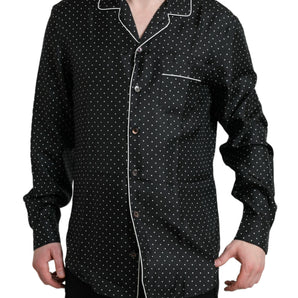 Dolce &amp; Gabbana Camisa de manga larga de seda con lunares negros