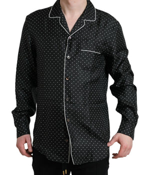 Dolce & Gabbana Black Polka Dot Silk Long Sleeve Shirt