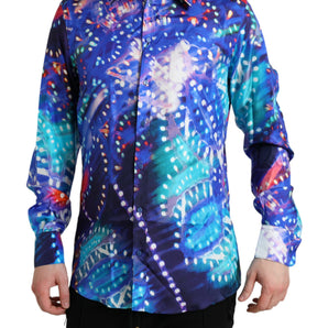 Dolce &amp; Gabbana Purple Luminarie Silk Slim MARTINI Shirt