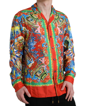 Dolce & Gabbana Multicolor Patterned Button Down Casual Shirt