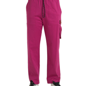 Dolce &amp; Gabbana Pink Logo Cargo Cotton Jogger Sweatpants Pants