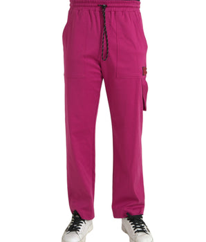 Dolce & Gabbana Pink Logo Cargo Cotton Jogger Sweatpants Pants